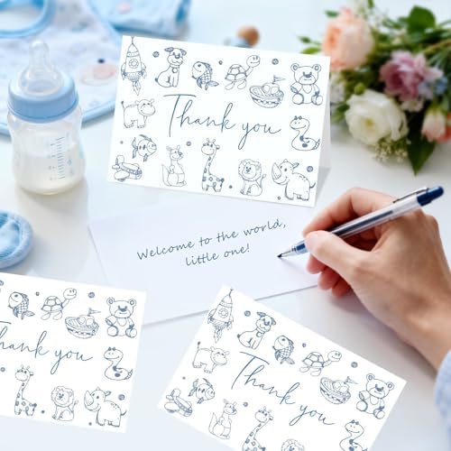 48 Pack Baby Shower Thank You Cards with Envelopes (Cute Bear)