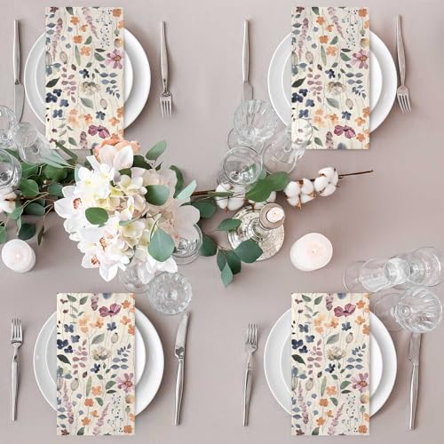 Seajan 200 Pcs Floral Paper Guest Napkins Disposable Hand Towels