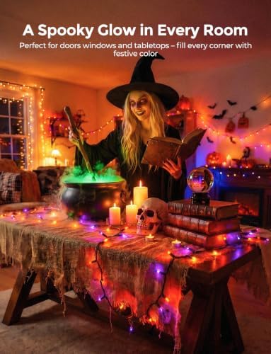 20FT 100Ct Purple Orange Halloween Lights for Outdoor Indoor Decorations