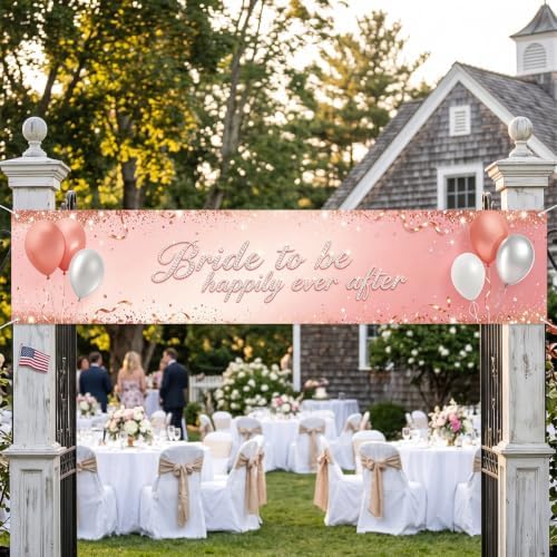 Pink Bride To Be Banner Happily Ever After Bridal Shower Wedding Banner