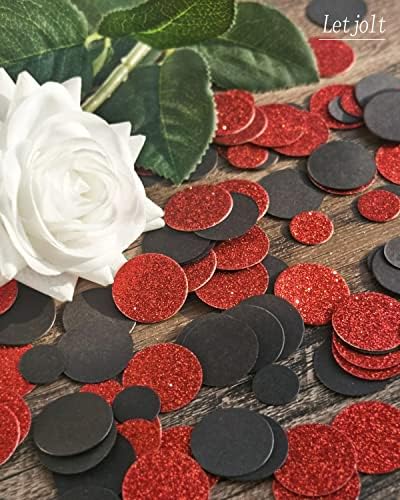Letjolt Red Black Confetti Glitter Dots Table Decorations 100 Pcs