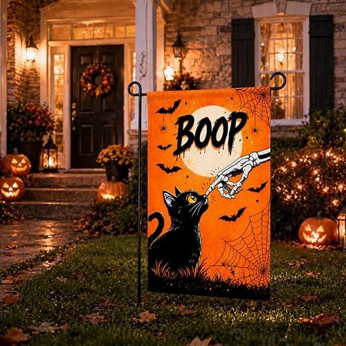 Halloween Party Decorations - BOOP Halloween Garden Flag | Double Sided Halloween Backdrop Banner - Halloween Party Favors Supplies Decor for Garden Yard Porch Patio Lawn Outdoor Outside