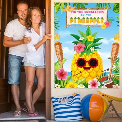 Faccito Hawaiian Game with Sticker Pin the Sunglasses on Pineapple Game