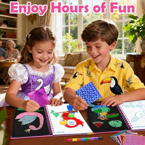 FUNNYB&G Foil Art Craft Kit for Kids, Sparkly Birthday Gift Toy for Girls