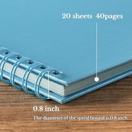 potricher 7 x 7 Inch Small DIY Scrapbook Photo Album 40 Pages, Blue