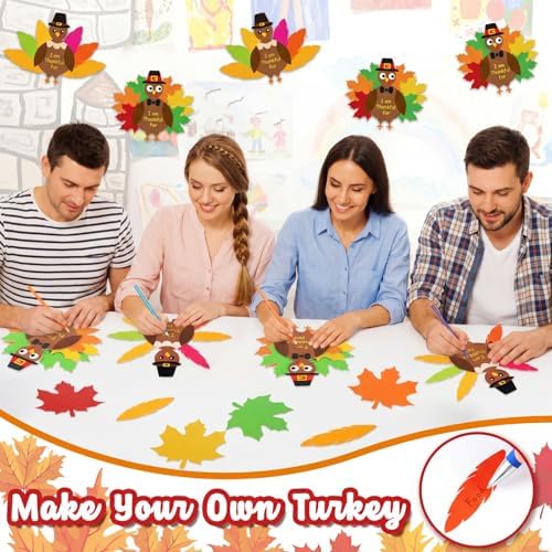 BBTO 36 Sets Thanksgiving Turkey Craft Kit Fall Craft, Novel Style