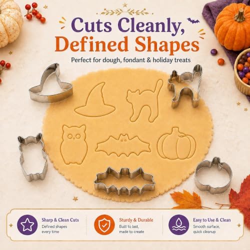 Mini Halloween Cookie Cutters Set,12 Pcs Stainless Steel Holiday Shapes