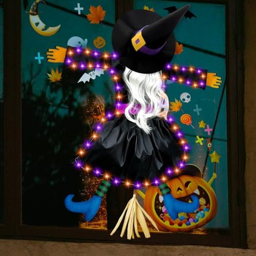 Halloween Decorations Outdoor, Solar Witch, Silver Hair