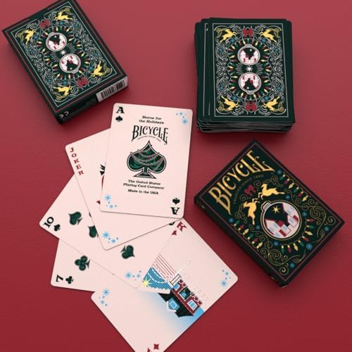 Bicycle Home for The Holidays Collectible Standard 52 Deck of Cards, Poker Size, Stocking Stuffers, Small, Family & Kids Card Game Night