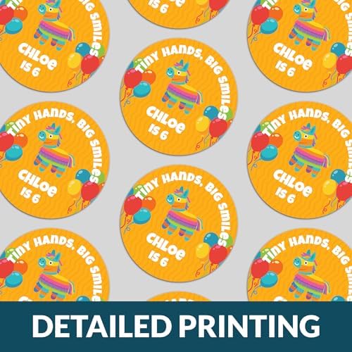 Custom Birthday Stickers with Name & Age – Round Personalized Paper Labels for Kids Birthday Party Favors, Goodie Bags, Treat Bags & Decorations – 50 to 1000 Stickers (Classic Heart)
