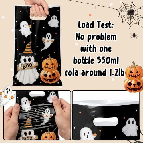 Haooryx Little Boo Party Favor Bag 50Pcs Halloween Pumpkin Plastic Gift Bag