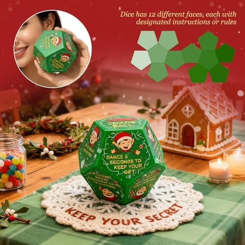 2026 Santa Swap Gift Exchange Dice,Exchange Gifts,Christmas Stocking Stuffers for Teen Men Women, Anniversary Birthday Gifts for Men Women, Large Dice Party Gifts for Xmas