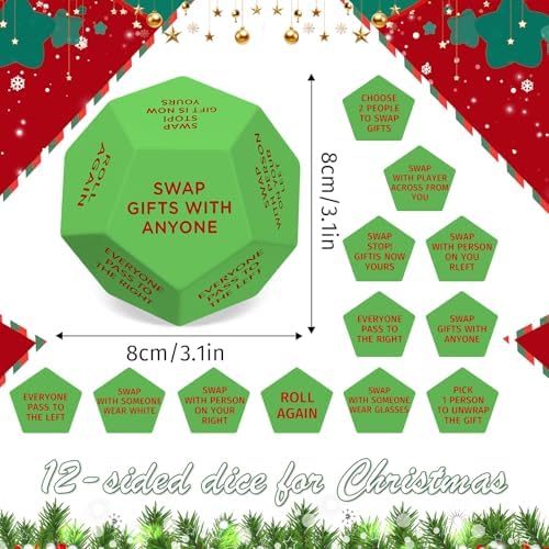 Santa Swap Gift Exchange Dice, 3 * 3in Exchange Christmas Stocking Stuffers