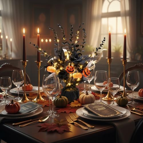 Pinkunn 2 Pack Halloween Centerpiece for Table, Halloween Tree Decoration