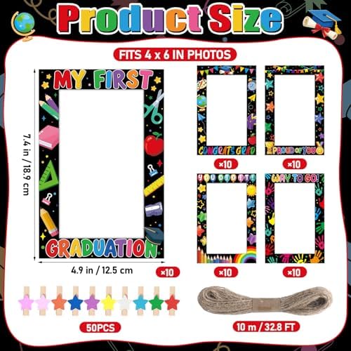 50Pcs Graduation Paper Photo Frames 4x6 K Picture Frame with Clips String