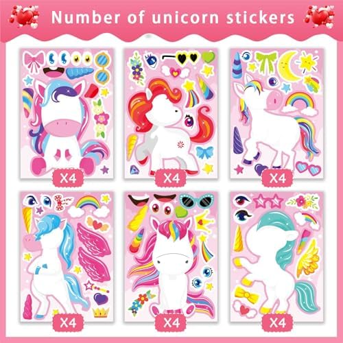 Make Your Own Unicorn Stickers, Make a Face Sticker, Pink Unicorn Stickers