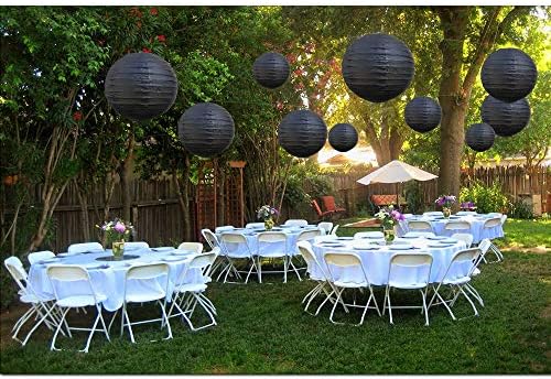 BEISHIDA Black Paper Lanterns 10Pcs 4/6/8/10/12 Inch Round Chinese Lamp