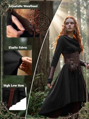 10 Pcs Women Renaissance Halloween Fairy Costumes Medieval Elf Dress S-XXL