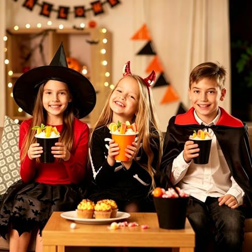 Vumdua Orange and Black Plastic Cups Disposable Cups, 12 oz Halloween Party Cups for Halloween, Birthday, Fall Party Supplies, Pack of 40