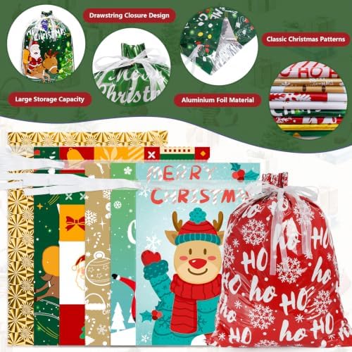 Habaylin 24PCS Christmas Drawstring Gift Bags, Xmas Gift Bags for Presents