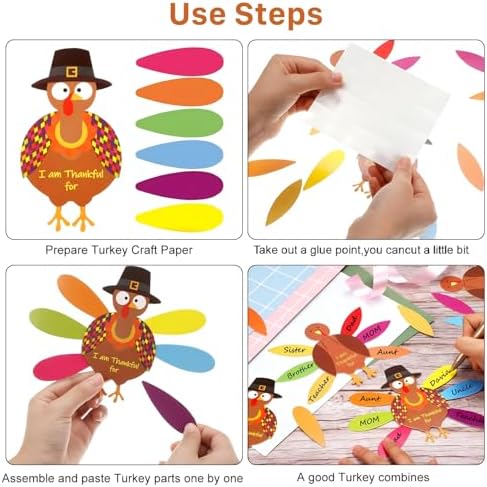 BBTO 36 Sets Thanksgiving Turkey Craft Kit Fall Craft, Classic Style
