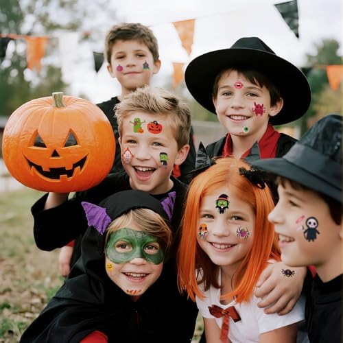 Halloween Temporary Tattoo for Kids - 260+ Unique Halloween Trick or Treat Tattoos Stickers for Boys and Girls Holiday Party Supplies Favors Halloween Goodie Bag Fillers 20 Sheets