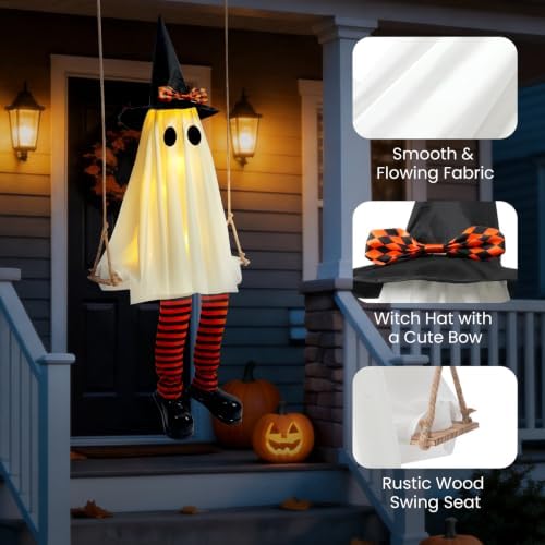Halloween Decorations Outdoor - 6 FT Large Hanging Swinging Ghost Decor