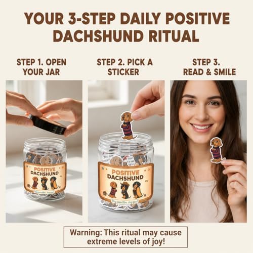 Positive Dachshund Jar with 60 Affirmation Cards, Emotional Support Gift, Funny Dachshund Gifts for Women, Christmas Decor, Weiner Gifts, Cute Puppy Dachshund Decor for Dog Lovers