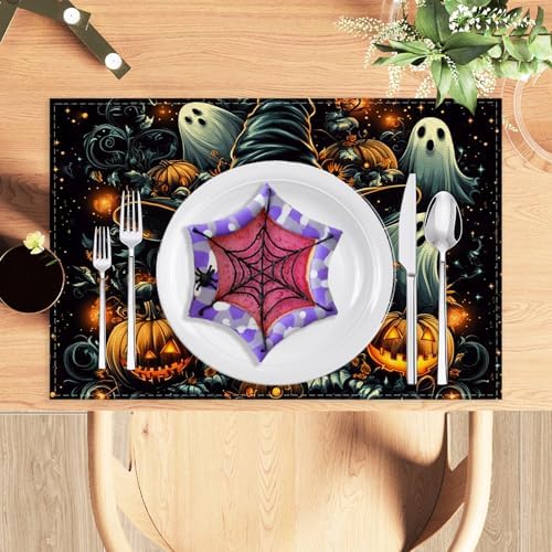Pumpkin Placemats Set of 4 Halloween Decoration for Home Decor