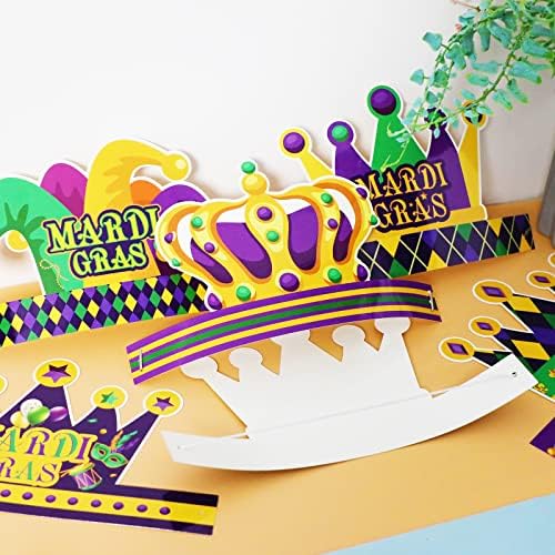 chiazllta 24 Pcs Mardi Gras Crown Kits Carnival Party Paper Hat For Kids Adults Mardi Gras Jester Favors Supplies Decoration
