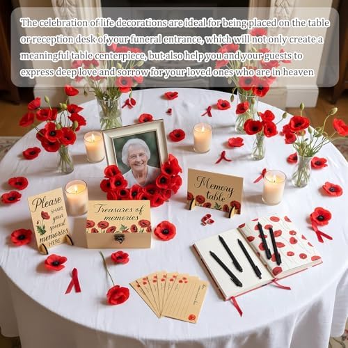 Gilprop 112 Pcs Share a Memory Cards for Celebration of Life, Poppy