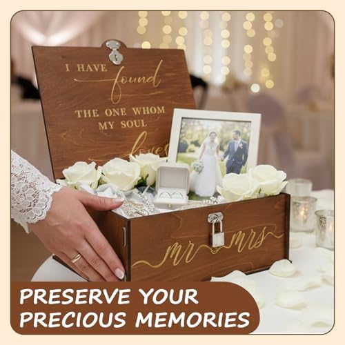 OurWarm Large Wedding Keepsake Box With Lock, Bridal Shower Gifts