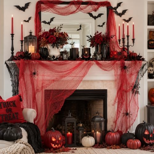 Set of 5 Red Halloween Gauze Creepy Cloth Fabric Tapestry Decor Decoration