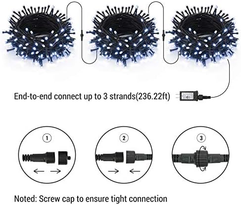 Brizled White Christmas Lights Outdoor, 78.74ft 240 LED Mini String Lights