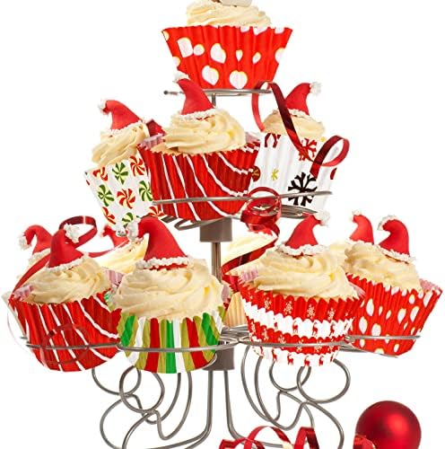 Potchen 600 Count Christmas Cupcake Liners Red Green Berry Snowflake Print Baking Cups Disposable Cupcake Wrappers Christmas Theme Muffin Liners Cupcake Holders for Xmas Party Supplies (Snowflake)