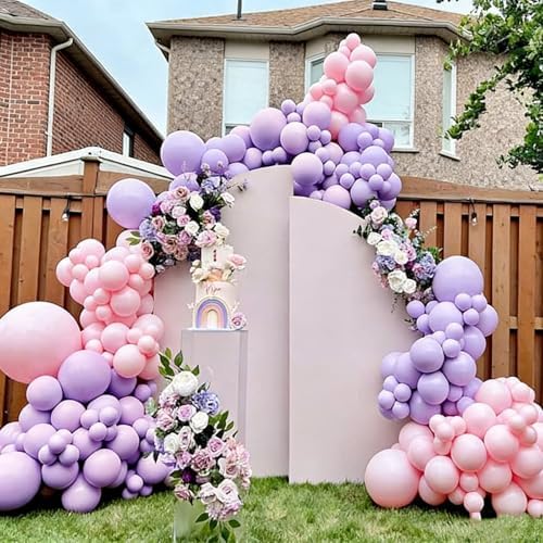 Pink and Purple Balloons, 131pcs Light Pink and Purple Balloons Arch Kit
