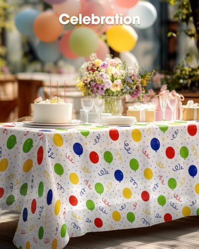 Pureegg Plastic Table Cloth Disposable 54x108 Inch 10 Pack, Rainbow