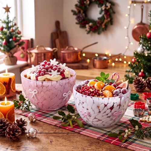 FoldTier Snack Bowl, 14oz Clear Glass Candy Dessert Bowls with Design, Serving Bowls for Gifts Party Favors Table Decoration Supplies (2 Pcs,Bow)