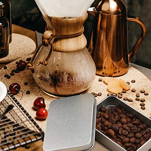 Coobbar Empty Metal Tins Box with Lid,6 Pack Metal Tins Cookie Tin Cans Storage Container for Treats, Gifts, Candle, Favors and Crafts, Silver, 4.9 x 3.7 x 1.6 Inches