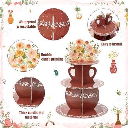 ANGOLIO De Barro Mexicanos Cupcake Stand - 3 Tiered Birthday Decorations