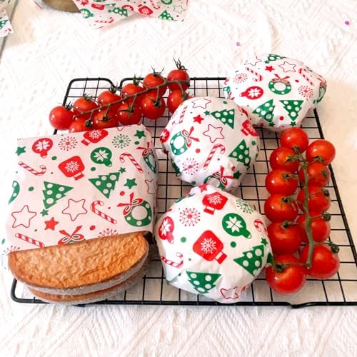 150pcs Christmas Wax Paper Sheets for Food Deli Paper Sandwich Wrap Candy Cookies Wraps, Waterproof Oil-proof Basket Liners with Snowflakeprinted for Kitchen Handmade Food(Red and Green)
