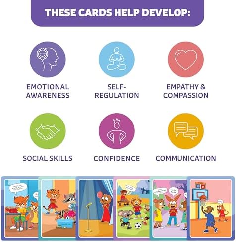 Who What Why Feelings Conversation Cards for Kids, Social SEL Game, Ages 4+