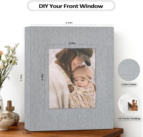 Popotop 2 Pack Photo Album 5x7 Pictures, Small Linen Slip-in Photo Albums Book for 80 Photos with 40 Pockets, Birthday Gifts for Women Mom Family Baby