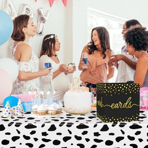 QISOLIY Black Card Box for Party with Gold Foil Dots, 8.7" Gift Card Holder and Money Box for Wedding, Baby Shower, Birthday, Graduation, Retirement, Anniversary Decorations