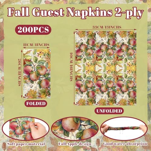 Seajan 200 Pcs Disposable Paper Hand Towels for Bathroom Fall Apple