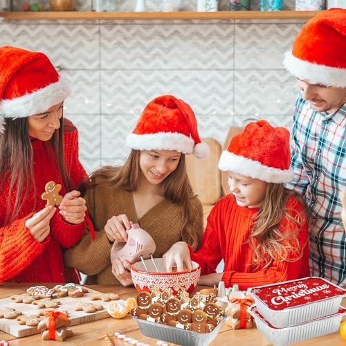 Tuzuaol 48 PCS Christmas Cookie Tins with Lid, Foil Treat Containers for Holiday Gift Giving Party Supplies Decorations and Disposable Food Storage