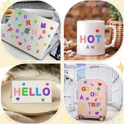 Foam Letter Stickers, 448 PCS 3D Glitter Foam Alphabet Stickers, 7 Colors