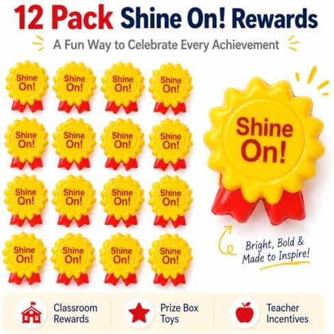 12 Pack Shine On Squishy Toys Bulk for Kids, Classroom Prize Toys, Treasure Box Rewards, Goodie Bag Stuffers, Carnival Game Prizes & Party Favors (Ribbon)