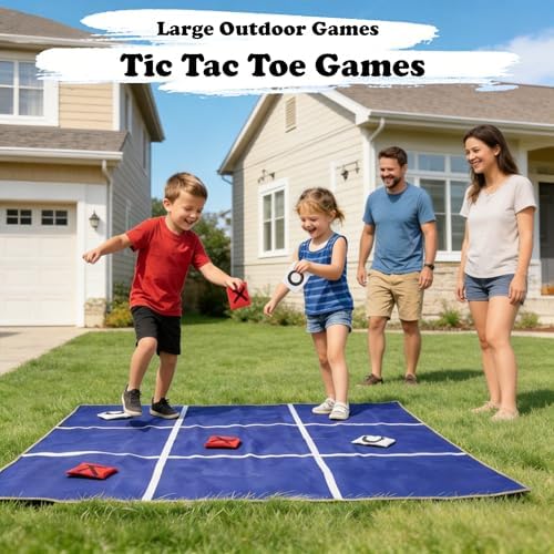 2-in-1 Outdoor Giant Tic Tac Toe Bean Bag Toss Games for Kids Adults,4.5Ft Large Outside Picnic Lawn Backyard Games for Kids Family Birthday Party Beach Carnival Outdoor Fun Giant Yard Field Day Games