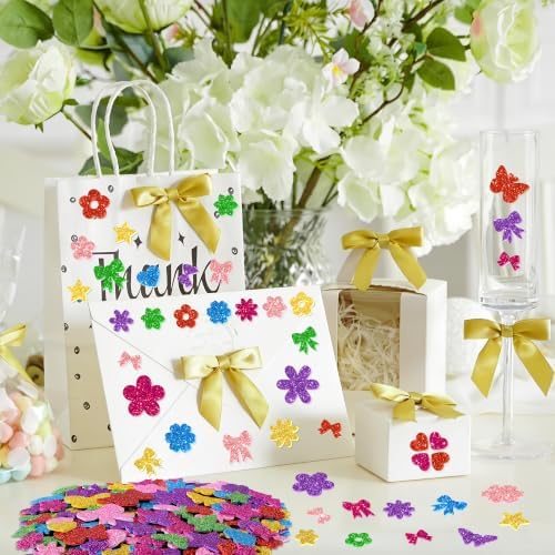 Foam Stickers, 700 PCS Glitter Foam Butterfly Flower Heart & Bow Stickers